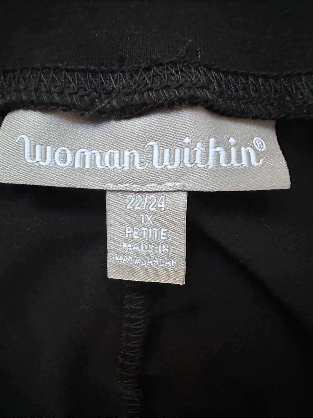 Woman Within Pull-On Knit Pants Black Straight Leg Stretch 22/24 1X Petite - Picture 4 of 7